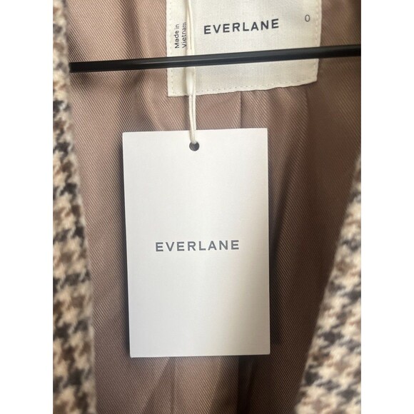 NWT! Everlane Women's 0 The Italian Wool Oversized Blazer - Camel Houndstooth - Picture 4 of 10